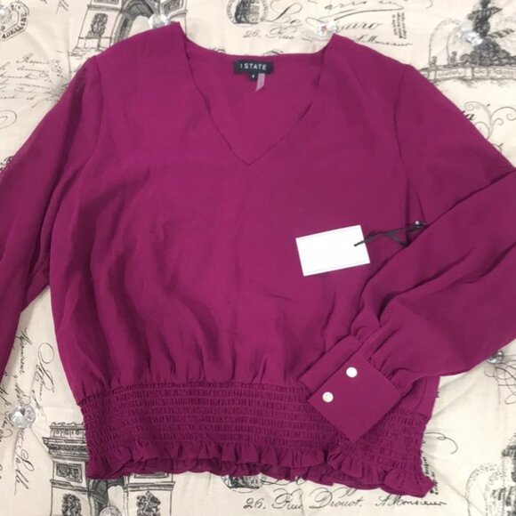 1.State Smocked V-Neck Top - Picture 3 of 5